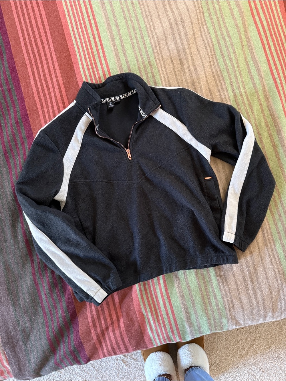 Volcom Fleece Quarter-Zip Sweater with Varsity Stripes Women’s (Size M)